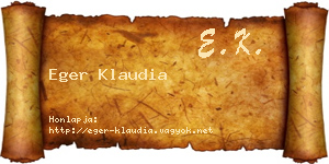 Eger Klaudia névjegykártya